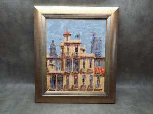 Artist unknown, Cuban scene, 2001. Oil painting on board