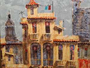 Artist unknown, Cuban scene, 2001. Oil painting on board - 2