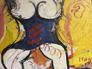 Artist unknown (Roar Studios), abstract torso (yellow), 1985. Oil painting on canvas - 2