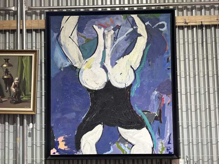 Artist unknown (Roar Studios), abstract torso (blue), 1985. Oil painting on canvas