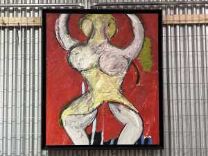 Artist unknown (Roar Studios), abstract torso (red), 1985. Oil painting on canvas