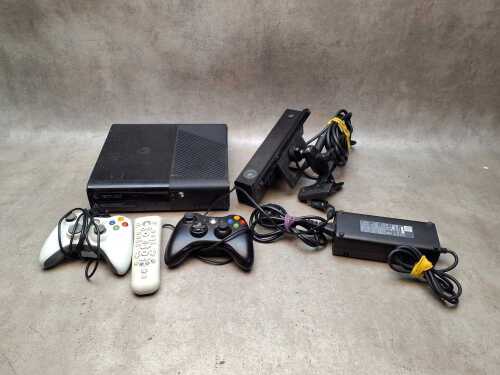 Xbox 360, two controllers and Kinect system