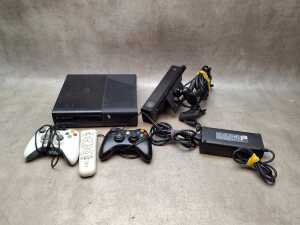 Xbox 360, two controllers and Kinect system