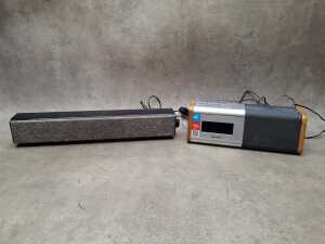 Collection of tech items, including Samsung VR - 5