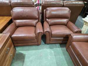 Moran three-piece tan leather lounge suite - 4