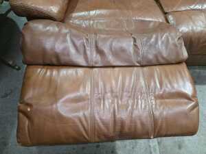 Moran tan leather two-seater recliner sofa - 3