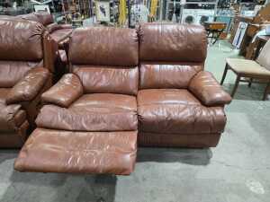 Moran tan leather two-seater recliner sofa - 2