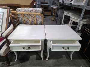 Pair of French Provincial square side tables - 2