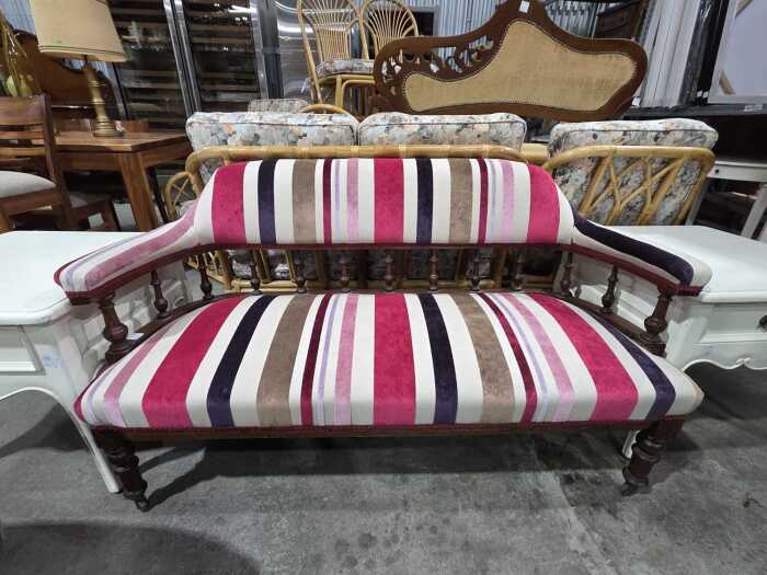 Edwardian two-seater spindle-back parlour settee