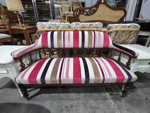 Edwardian two-seater spindle-back parlour settee