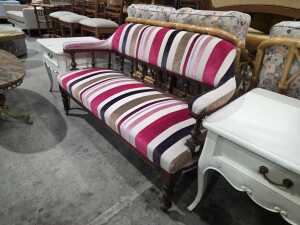 Edwardian two-seater spindle-back parlour settee - 2