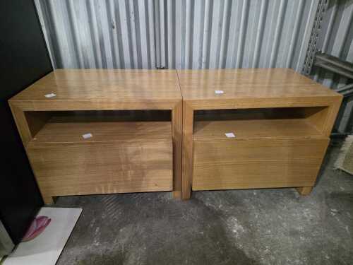 Pair of natural oak bedside tables