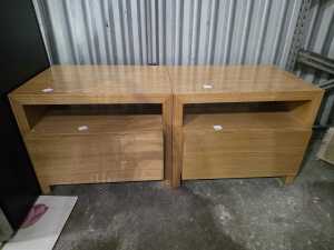 Pair of natural oak bedside tables