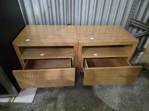 Pair of natural oak bedside tables - 2