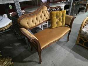 Victorian style carved timber settee - 2