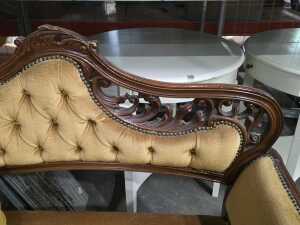 Victorian style carved timber settee - 3
