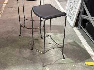 Pair of metal bar stools with woven seats - 2