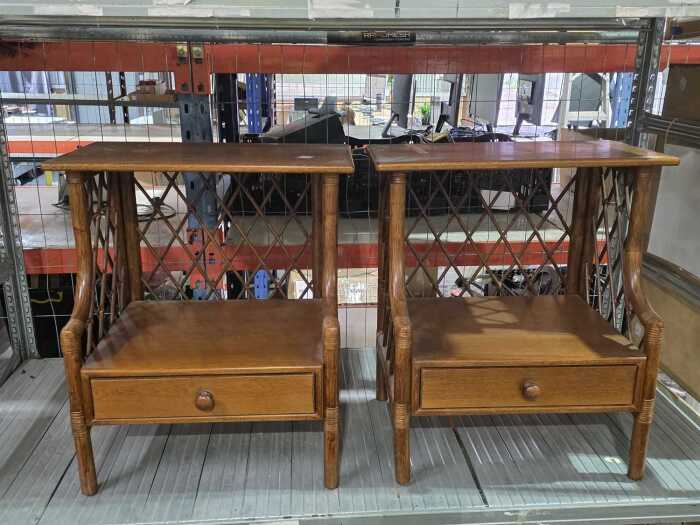 Pair of cane side tables