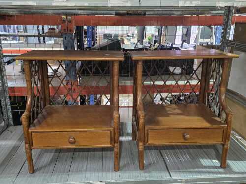 Pair of cane side tables
