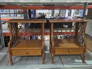 Pair of cane side tables