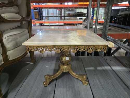 Marble top brass side table