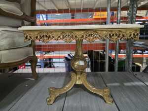 Marble top brass side table - 2