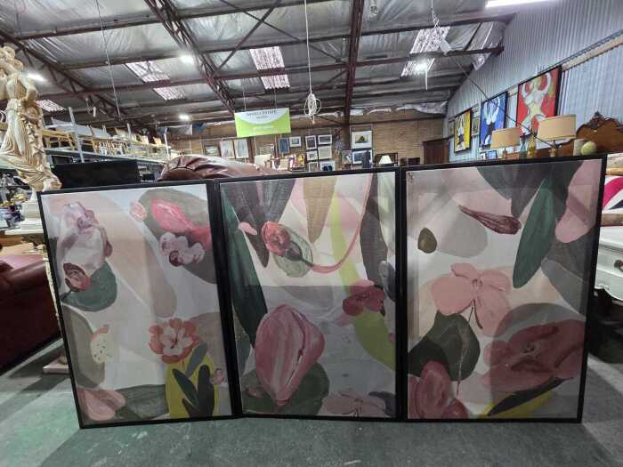 Group of three floral prints
