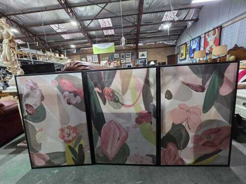 Group of three floral prints