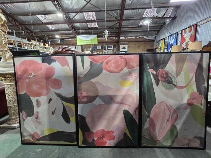 Group of three floral prints