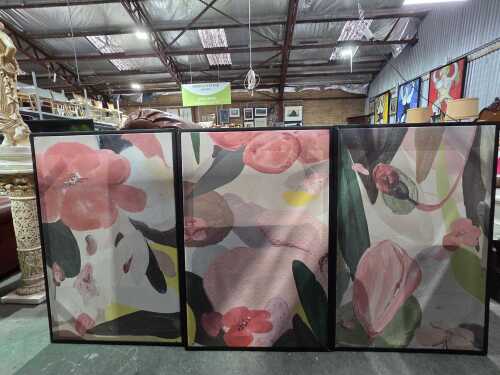 Group of three floral prints