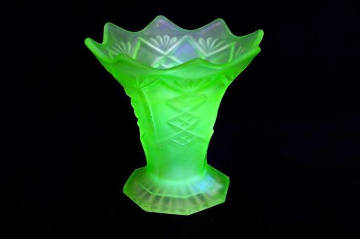 Art Deco uranium pressed glass vase