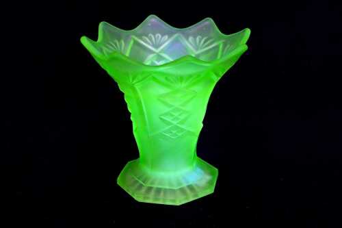 Art Deco uranium pressed glass vase