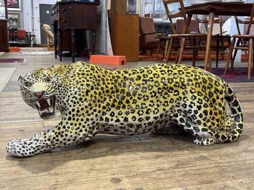 Italian Ceramic Leopard Sculpture