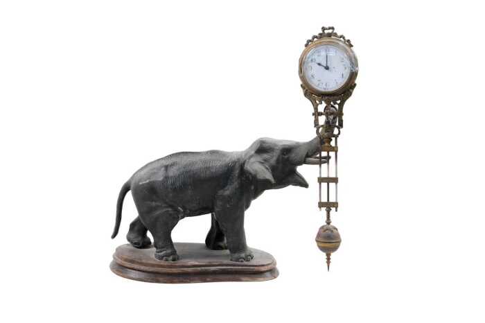 Antique German elephant mystery swing clock