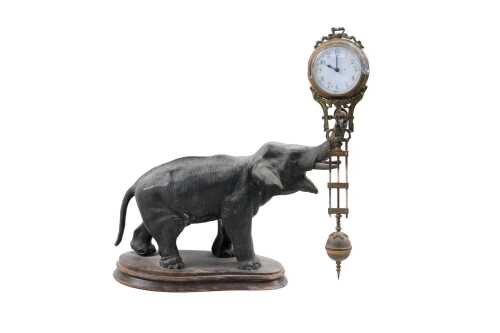 Antique German elephant mystery swing clock