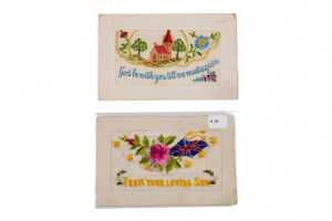 Six World War I silk embroidered postcards, mostly French - 2