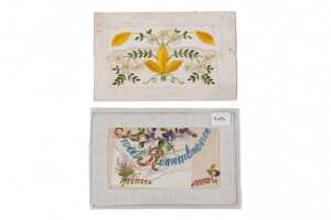 Six World War I silk embroidered postcards, mostly French - 3
