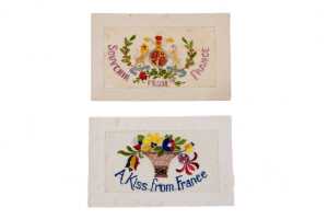 Six World War I silk embroidered postcards, mostly French - 4