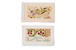 Six World War I silk embroidered postcards, mostly French - 2