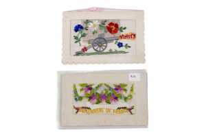Six World War I silk embroidered postcards, mostly French - 3