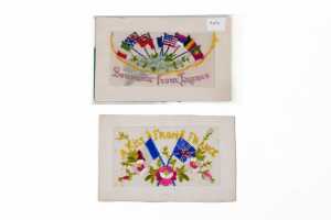 Six World War I silk embroidered postcards, mostly French - 4