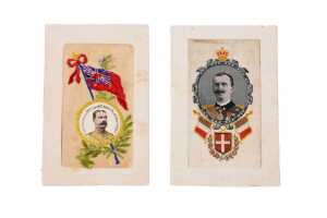 Four World War I silk embroidered postcards, mostly French - 2