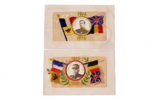 Four World War I silk embroidered postcards, mostly French - 3