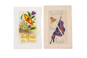 Six World War I silk embroidered postcards, mostly French - 2