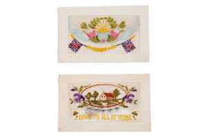 Six World War I silk embroidered postcards, mostly French - 4