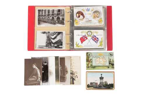 Collection of assorted historical antique postcards