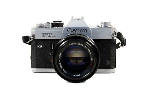 Canon FTb SLR film camera with Canon FD 55mm f1.2 S.S.C. lens