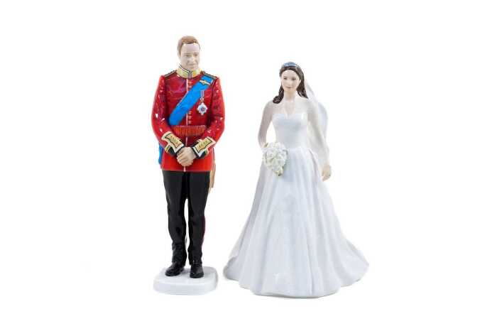 Pair of Royal Doulton Royal Wedding Day porcelain figures