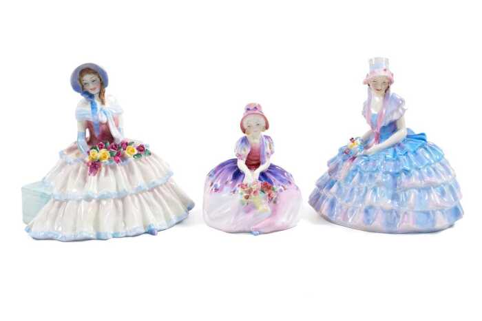 Three Royal Doulton porcelain lady figures