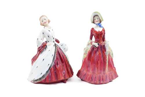 Two Royal Doulton porcelain lady figures